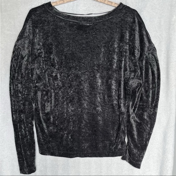 WE THE FREE People Nora Jane Crushed Velvet Top M Gray Balloon Sleeve Oversized - Picture 13 of 13